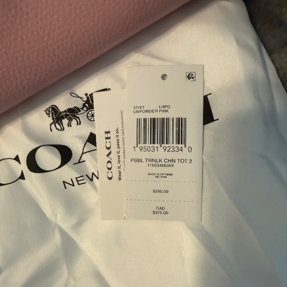 Coach Pebble Leather Turnlock Chain Tote - Powder Pink - Picture 10 of 11